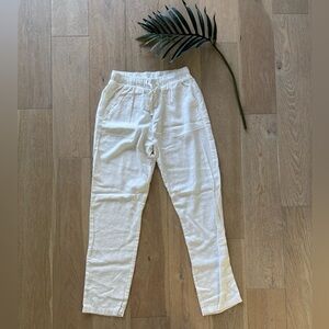 White Linen Casual Pants
